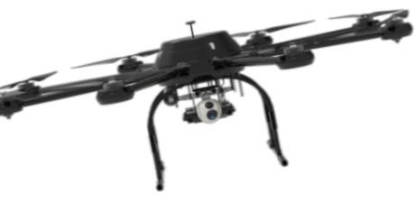 Drone multirotor de 30 kg con lente fotoeléctrica de serie de tres ejes
